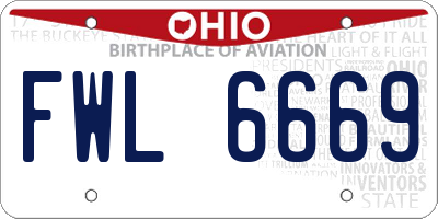 OH license plate FWL6669