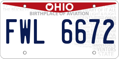 OH license plate FWL6672
