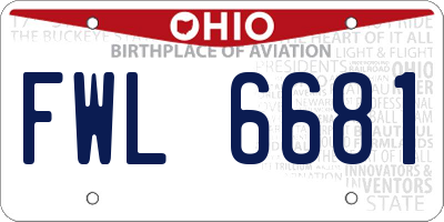 OH license plate FWL6681