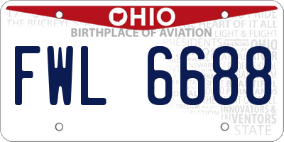 OH license plate FWL6688