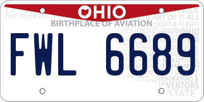 OH license plate FWL6689