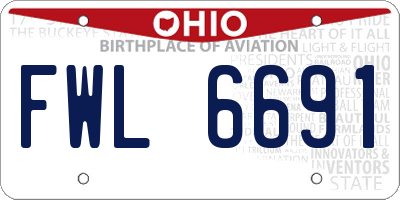 OH license plate FWL6691