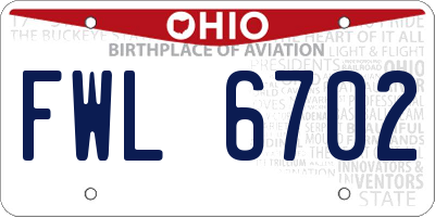 OH license plate FWL6702