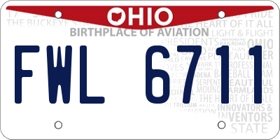 OH license plate FWL6711