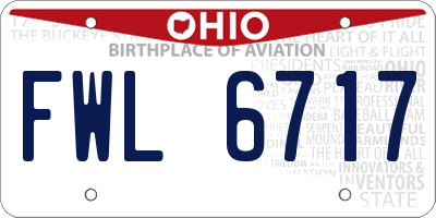 OH license plate FWL6717