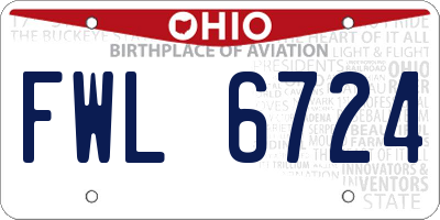 OH license plate FWL6724