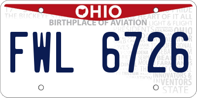 OH license plate FWL6726