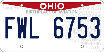 OH license plate FWL6753