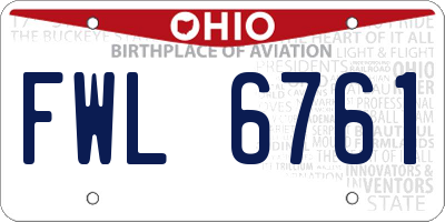 OH license plate FWL6761