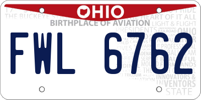 OH license plate FWL6762