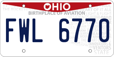 OH license plate FWL6770