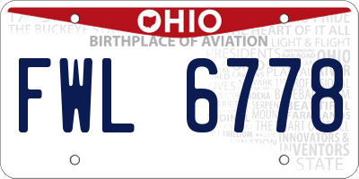 OH license plate FWL6778