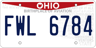 OH license plate FWL6784