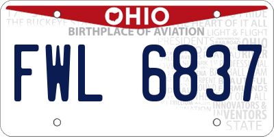 OH license plate FWL6837