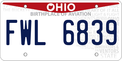 OH license plate FWL6839