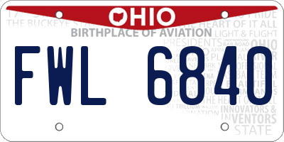OH license plate FWL6840