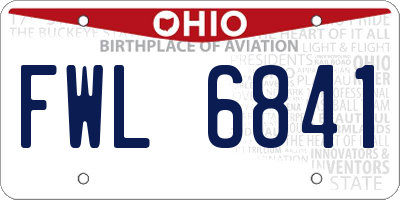 OH license plate FWL6841