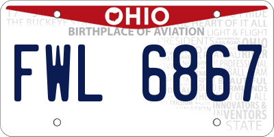 OH license plate FWL6867