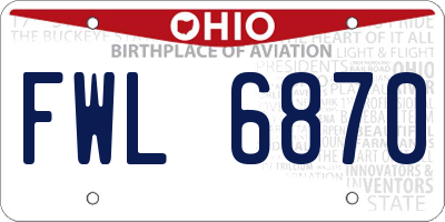 OH license plate FWL6870