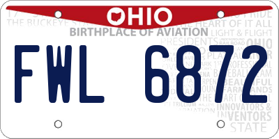 OH license plate FWL6872