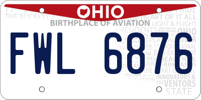 OH license plate FWL6876