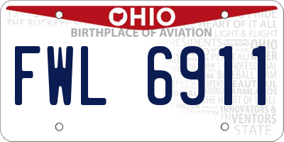OH license plate FWL6911