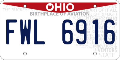 OH license plate FWL6916
