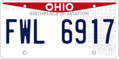 OH license plate FWL6917