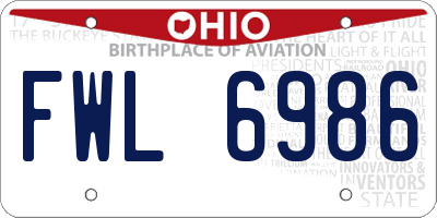 OH license plate FWL6986