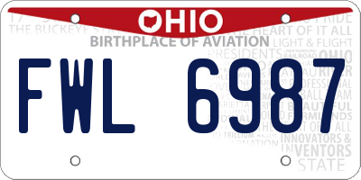 OH license plate FWL6987