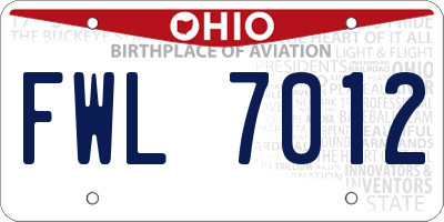 OH license plate FWL7012
