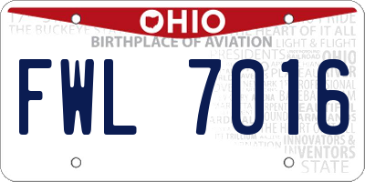 OH license plate FWL7016