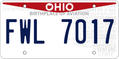OH license plate FWL7017