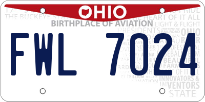 OH license plate FWL7024