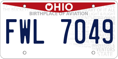 OH license plate FWL7049