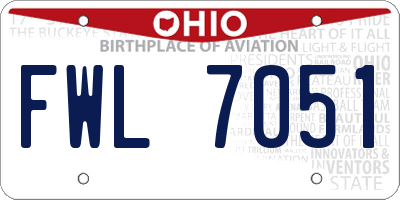 OH license plate FWL7051