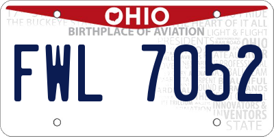 OH license plate FWL7052