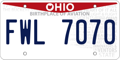 OH license plate FWL7070