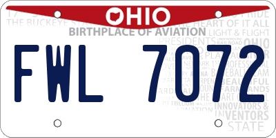 OH license plate FWL7072