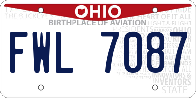 OH license plate FWL7087