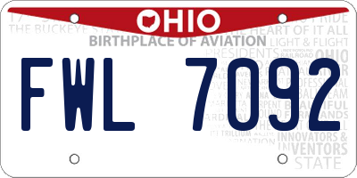 OH license plate FWL7092