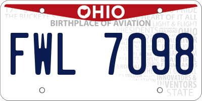 OH license plate FWL7098