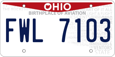 OH license plate FWL7103