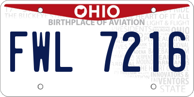 OH license plate FWL7216