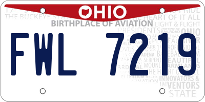 OH license plate FWL7219