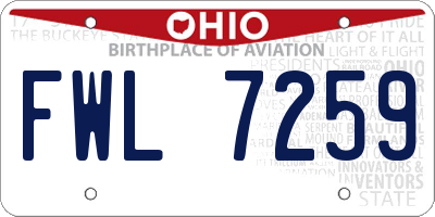 OH license plate FWL7259