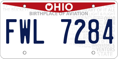 OH license plate FWL7284