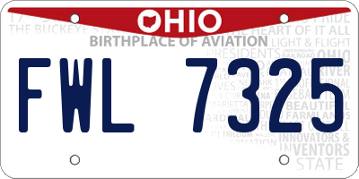 OH license plate FWL7325