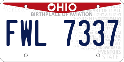 OH license plate FWL7337