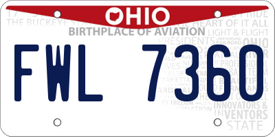 OH license plate FWL7360